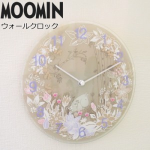 壁掛け時計 ムーミン 北欧『Moomin Picking Flowers』 ガラス おしゃれ かわいい 花 静音 日本製