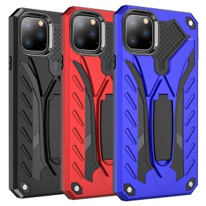 iPhone 11 / 11Pro / 11ProMax 対応 スマホケース 背面ケース ハイブリッド 2重構造 TPU+PC 耐衝撃 マット メタリック スタンド付き メン