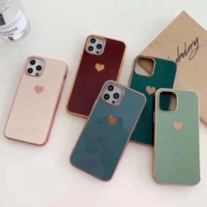 iPhone12 / 12mini / 12Pro / 12ProMax 対応 ケース カバー ハート シンプル かわいい 上品 大人可愛い カワイイ ゴールド メタリック ロ