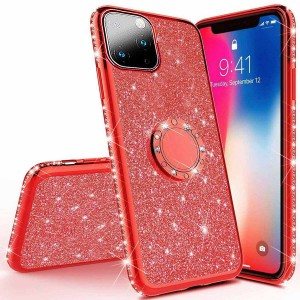 iPhone11 Proスマホケース 背面ケース ソフトケース クリアケース ラインストーン ラメシート スマホリング付属 キラキラ グリッター マ