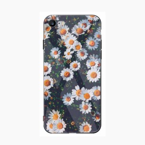 iPhone 11 背面ケース ケース カバー フルカバー 高級 レトロ ガラス ソフト シリコンケース フラワー  花 デイジー 可愛い おしゃれ