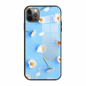 iPhone 11 Pro 背面ケース ケース カバー フルカバー 高級 レトロ ガラス ソフト シリコンケース フラワー  花 デイジー 可愛い おしゃれ