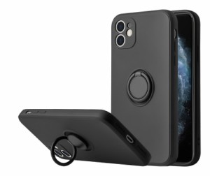 iPhone 11 対応 背面ケース ケース カバー 磁気 リング シリコン リキッド 保護 ホールドリング マット くすみカラー カラフル シンプル 