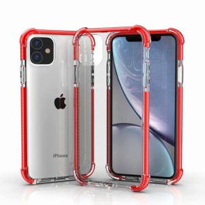 iPhone 12 / 12 Pro 背面ケース ケース カバー 高級 高品質 耐衝撃 クリア シリコン エアバッグ バンパー フチカラー シンプル おしゃれ