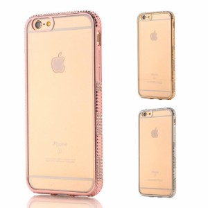 iPhone6/6s  スマホケース スマホケース クリアケース ソフトケース  傷防止 メタリック キラキラ ラインストーン スタッズ おしゃれ ス