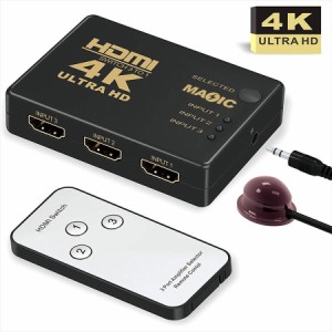 HDMIセレクター 切替器 分配器 3入力1出力 HDMI 4K30Hz HDMI1.4b HDCP2.2対応 高解像度 手動切替機能搭載セレクター4Kx2K 3D映像 フルHD 