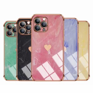 【処分特価】 iPhone SE3 / SE2 / 7 / 8 対応 ケース カバー 背面タイプ ソフトケース スクエア ハート メタリック メッキ カメラレンズ