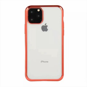 iPhone12 ProMax ケース カバー  背面ケース ソフトケース 縁入りクリアケース 透明  フチカラー フチ フレーム メタリック メッキ  TPU