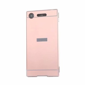 【処分特価】 Xperia Z3 Compact / SO-02G ケース カバー ピンク ハードケース ミラー 鏡面 背面パネル付きバンパー フレーム 背面スライ