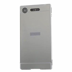 Xperia XZ/XZs ケース カバー ブラック 黒 ハードケース ミラー 鏡面 背面パネル付きバンパー フレーム 背面スライド装着 メタルケース 