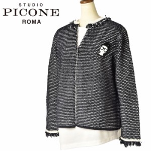 40％OFFセール！スタジオ ピッコーネ STUDIO PICONE ROMA 2023秋冬新作 レディース ブローチ付きニットジャケット