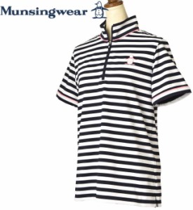 マンシングウェア Munsingwear ゴルフ 2024春夏新作 レディース 半袖ハーフジップシャツ 服 ゴルフウェア