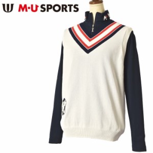 50％OFFセール！MUスポーツ M・U SPORTS ゴルフ 2023秋冬新作 レディース Vネックニットベスト 服 ゴルフウェア