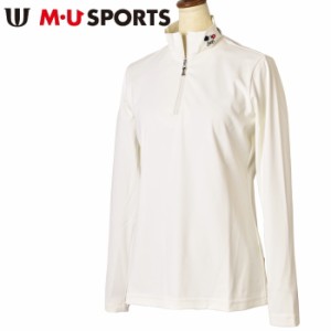 50％OFFセール！MUスポーツ M・U SPORTS ゴルフ 2023秋冬新作 レディース ハイネックハーフジップシャツ 服 ゴルフウェア