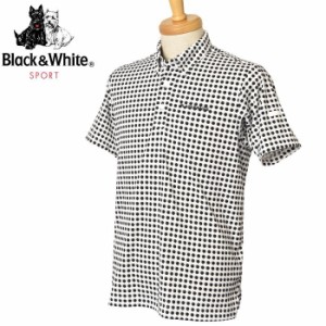 ブラック＆ホワイト Black&White ゴルフ 2024春夏新作 メンズ 半袖ボタンダウンポロシャツ 服 ゴルフウェア