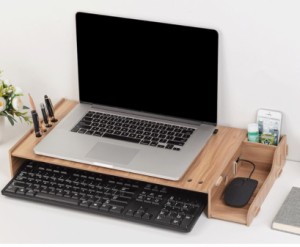 パソコンラック 台机上 オフィス 木製 机上台 卓上 PCラック ノートパソコン デスクトップラック モニタースタンド 棚 コンピュー ターモ