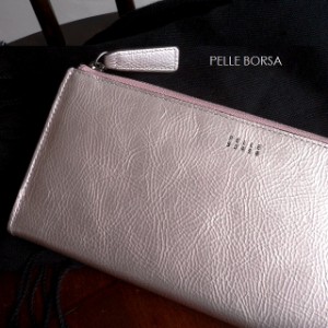 ノベルティ PELLE BORSA ペレボルサ 長財布 レザー L字ファスナー ウォレット 4837 Bark Goods ピンクゴールド