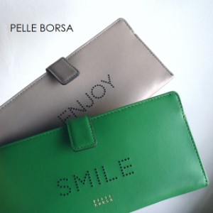 ノベルティ PELLE BORSA ペレボルサ 長財布 メッセージ ロゴ スリムウォレット 4862 Playful Goods トープ/グレー/ラベンダー/ライラック