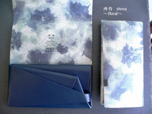 ノベルティ 所作 shosa 長財布 ロングウォレット モネ 睡蓮 箔押し floral SH101FL フローラル/ネイビー