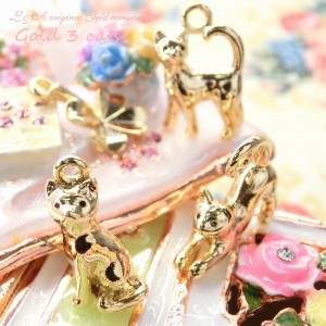 【2個】3cats&happy clover 四つ葉のクローバーと3匹のネコちゃん L&Aの高品質上質鍍金で変色耐久度up!