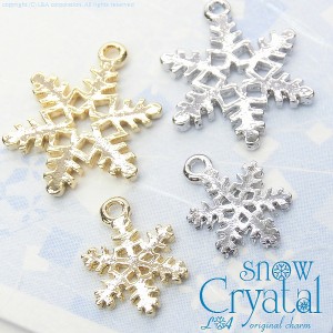【2個】snow crystal 雪の結晶チャーム 冬にピッタリスターダスト小ぶりモチーフ スノークリスタル 冬につけたいパーツ