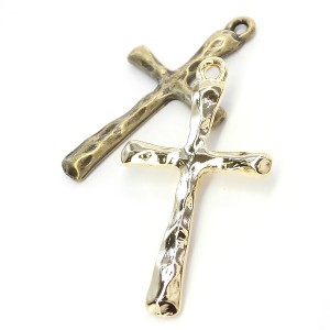 New 【2個】 大きいクロスチャーム“shadow cross M 約33mm” 十字架 ネックレストップ 金属パーツ L&A