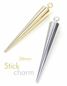 【2個】美しく煌めくスティックチャーム4×26mm シンプルデザイン円錐パーツ 三角スティックパーツ金属チャーム ハンドメイド用