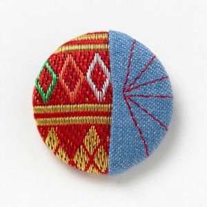 畳べりのブローチ 008　のちほど　Brooch made by tatamiberi