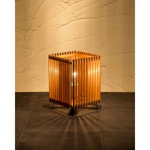 和風スタンドライト　行灯　廉（小） ren-S　高さ26cm　杉材と鉄の照明器具　LED電球対応　Japanese style floor lamp made of cedar woo