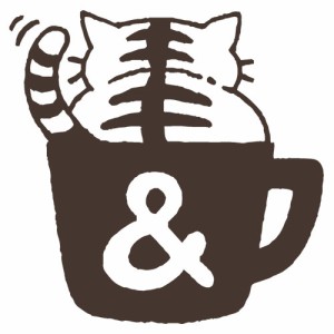 もりのはんこやさんイニシャルねこ　& (1662-519)　ラバースタンプ　こどものかお　Rubber stamp