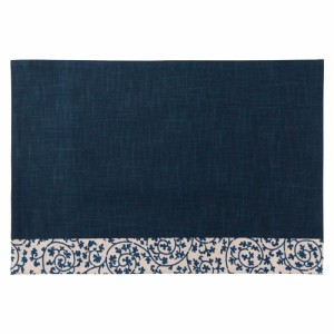 百道発信　祝唐草ランチョンマット　紺 (IKI-1371)　リバーシブル　福岡県の布製品　Fabric place mat