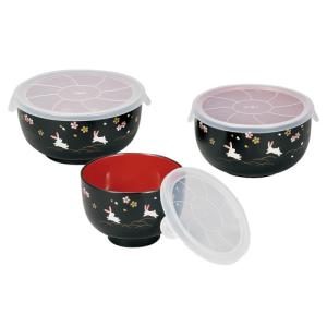 レンジ椀3P 花あそび シール蓋付 3個組セット 電子レンジ・食洗機OK