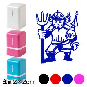 毘沙門天 七福神スタンプ浸透印 印面2×2cmサイズ (2020) Self-inking stamp, Seven Gods of Good Fortune