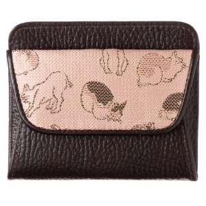 京都 あらいそ　ねこ尽くしコインケース　桃×茶　西陣織名物裂　Kyoto nishijin  Coin purse