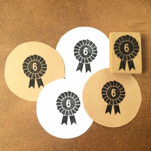 ロゼットはんこ「6」　ステーショナリーを彩る消しゴムはんこ　ただのやまもと　Rosette hanko stamp