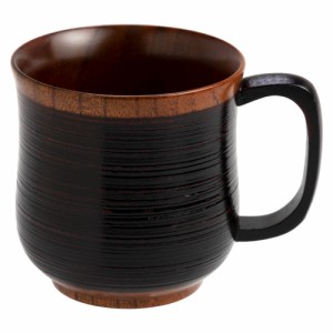 漆塗り木製マグカップ　黒　軽量マグ　温もり感じる木の質感　保温効果　手が熱くない　Wooden mug