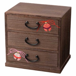 桐の収納家具　輝き三つ引き出し　鈴007　箱長の桐工芸品　Storage furniture of Paulownia, Drawer chest, Hakocho