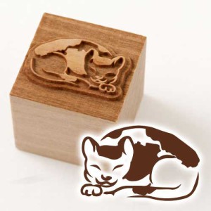 京からかみ　版木スタンプ　猫文A　木版ミニスタンプ　京都府の工芸品　Karakami woodblock stamp　※在庫限り