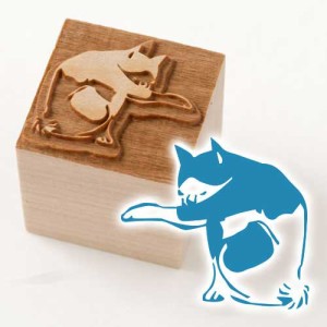 京からかみ　版木スタンプ　猫　木版ミニスタンプ　京都府の工芸品　Karakami woodblock stamp