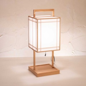 和風スタンドライト　行灯　栞 shiori　高さ53cm　杉材と強化和紙の照明器具　LED電球対応　Japanese style floor lamp made of cedar wo