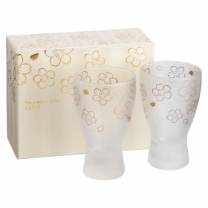 プレミアム桜酒グラス　2個ペアセット　プレミアムニッポンテイストシリーズ　Sakura-patterned sake glass