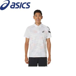 ◆◆送料無料 メール便発送 ＜アシックス＞ ASICS A-I-Mドライグラフィックボタンダウンポロシャツ （100：ブリリアントホワイト） トレ