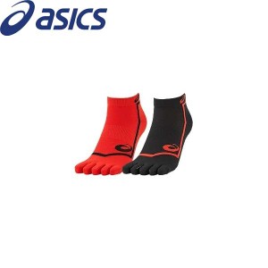 ◆◆送料無料 メール便発送 ＜アシックス＞ ASICS 2足組5本指ソックス (600：ファイアリーレッド) ランニング 3093A027-600