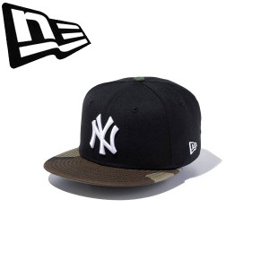 ◆◆ ＜ニューエラ＞ NEWERA キッズキャップ Youth 9FIFTY ニューヨーク・ヤンキース ブラック × ホワイト ウッドランドカモバイザー 13