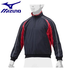 ◆◆ ＜ミズノ＞ MIZUNO ハーフZIPジャケット[ジュニア] 12JE9V29 (14：ネイビー×レッド) 野球・ソフトボール