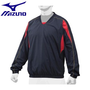 ◆◆送料無料 メール便発送 ＜ミズノ＞ MIZUNO Vネックジャケット[ユニセックス] 12JE9V33 (14：ネイビー×レッド) 野球・ソフトボール