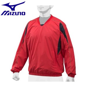 ◆◆送料無料 メール便発送 ＜ミズノ＞ MIZUNO Vネックジャケット[ユニセックス] 12JE9V33 (62：レッド×ネイビー) 野球・ソフトボール