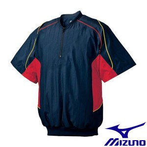 ◆◆ ＜ミズノ＞ MIZUNO ハーフZIPジャケット／半袖(2013世界モデル) 52WW388 (14：ネイビー×レッド)