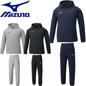 ◆◆ ＜ミズノ＞ 【MIZUNO】 ユニセックス プルオーバーフーディースウェットシャツ＆パンツ 上下セット セットアップ 32MC0176-32MD0175