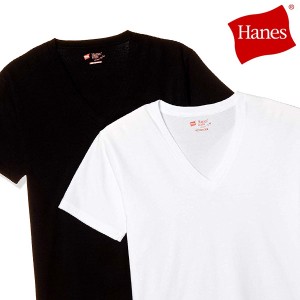 送料無料 メール便発送 即納可★【Hanes】ヘインズ 2枚組 ジャパンフィット Vネック 無地Tシャツ 2P JAPAN FIT V NECK H5325 998